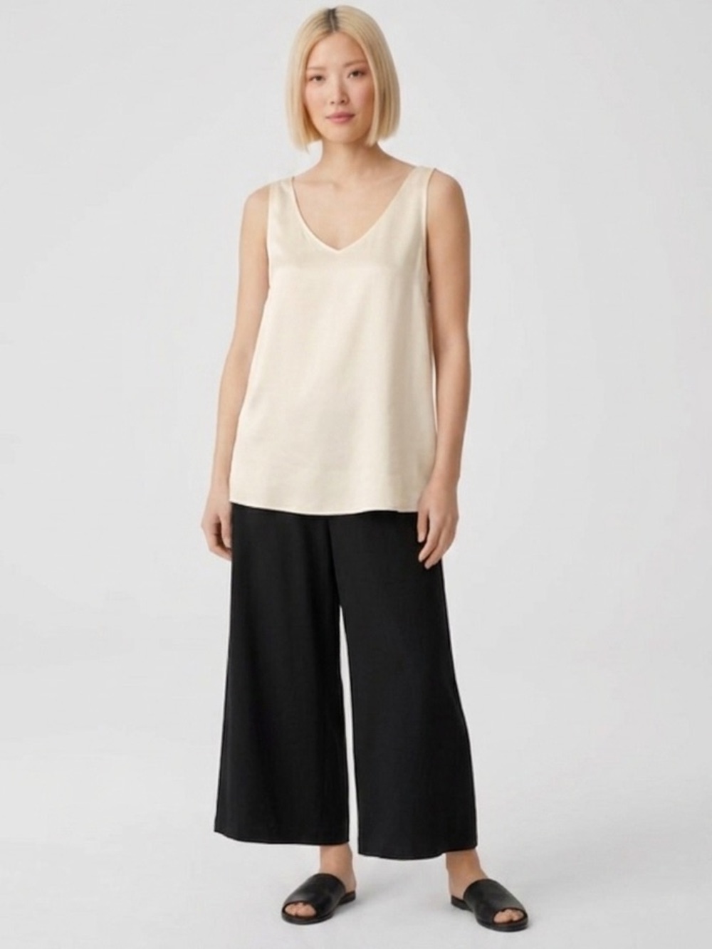 Eileen Fisher NEW Silk Stretch Flowy XL Charmeuse Blouse Cami Top Lightweight